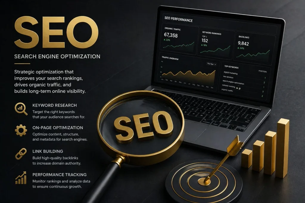Boost search rankings, increase organic traffic, and grow your online presence with expert SEO services in Saudi Arabia.