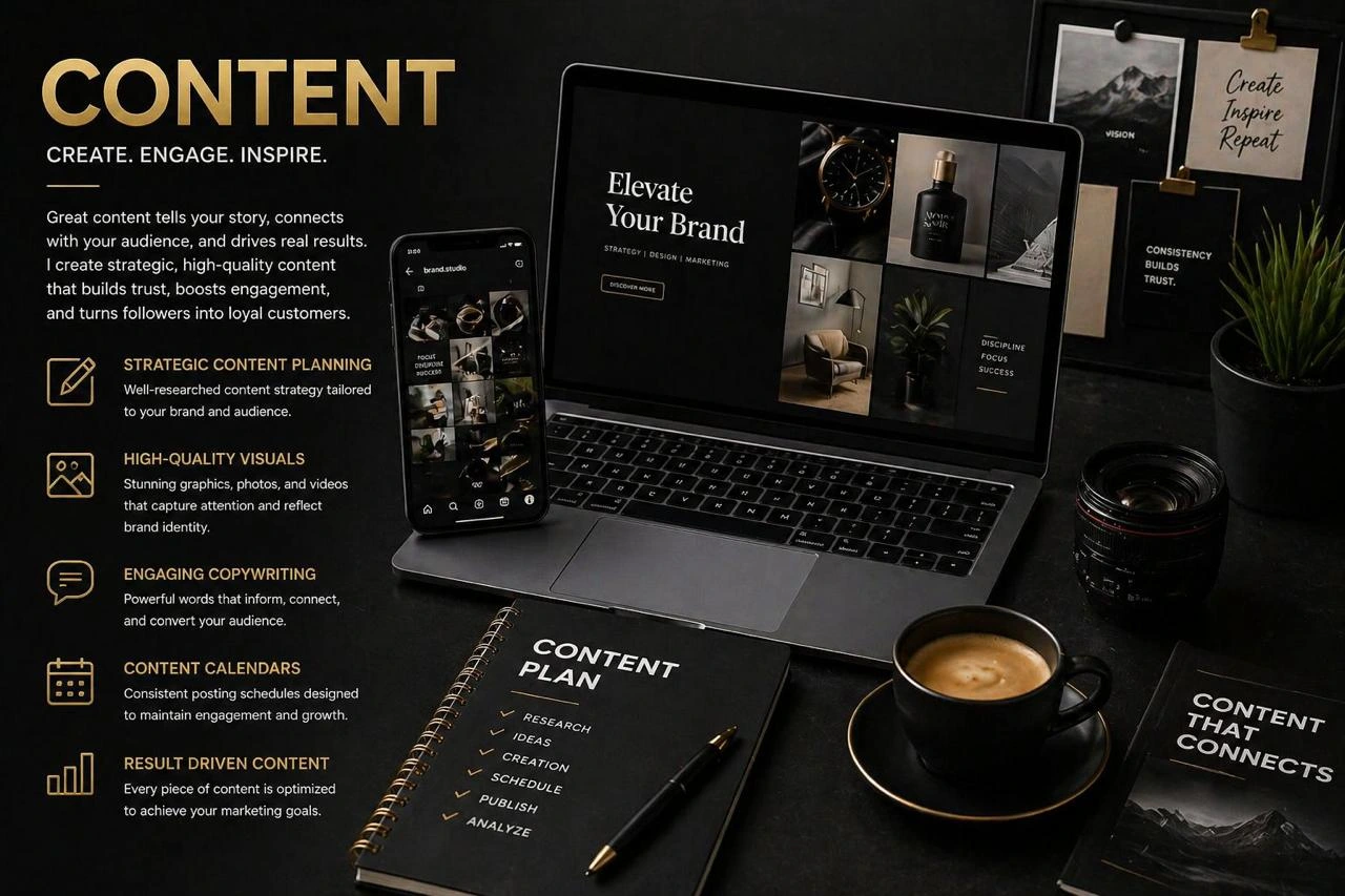 Content marketing services by a freelance digital marketer in Saudi Arabia, featuring creative content creation, copywriting, storytelling, content calendars, visual design, and high-converting marketing campaigns.